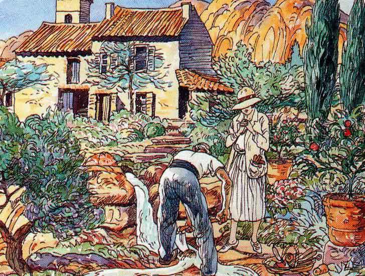 The lovely jacket artwork by Brian Sanders of the garden at Fort France, 'The Domaine'